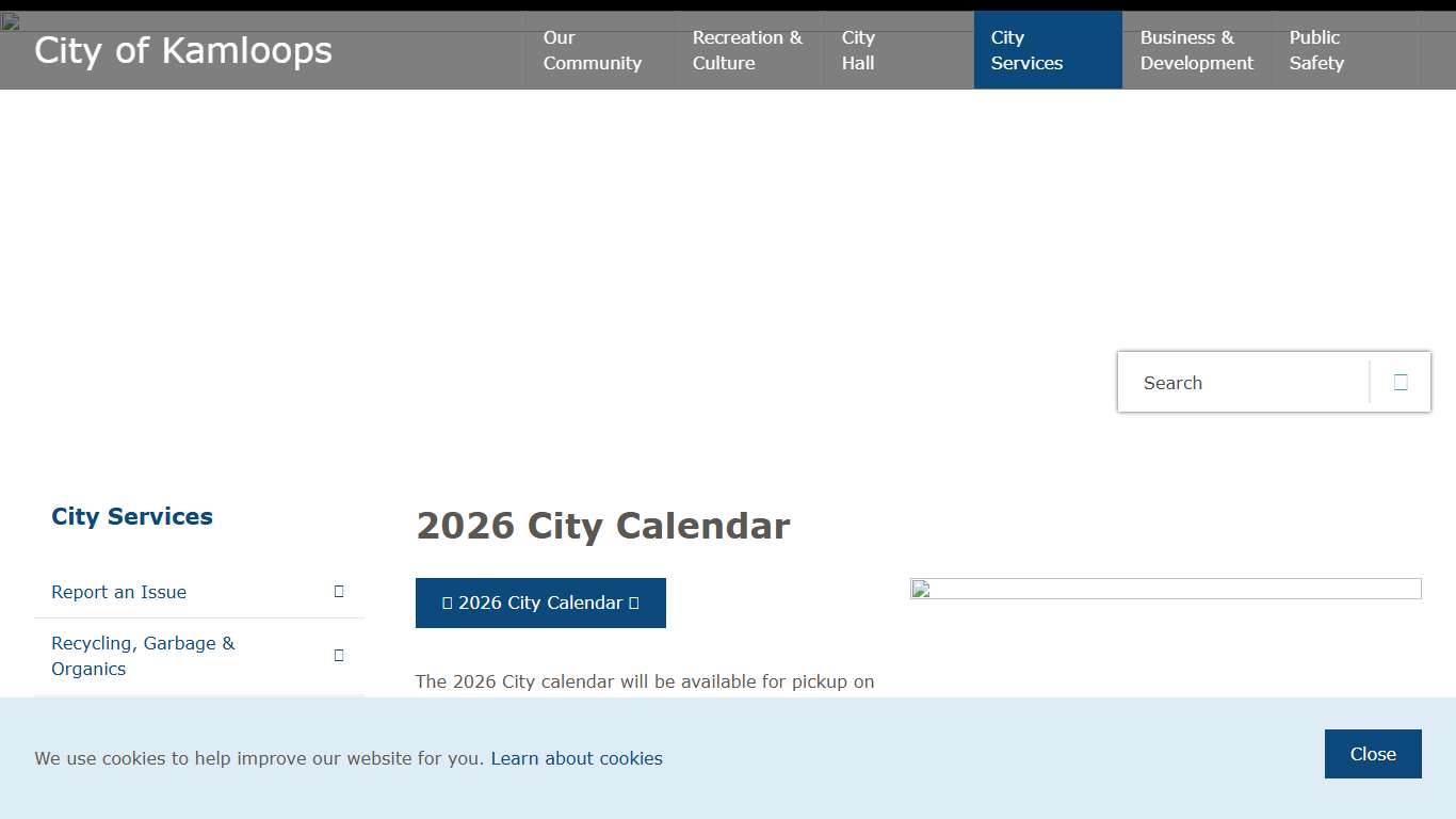2026 City Calendar City of Kamloops